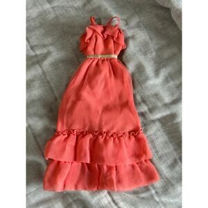 Vintage 1970's Barbie Dress Ruffles Orange.